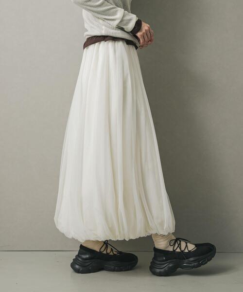 SENSE OF PLACE by URBAN RESEARCH（センスオブプレイスバイアーバンリサーチ）の「チュールバルーンスカート（スカート・レディース・ブラック/オフホワイト・ONE）」の17枚目の写真