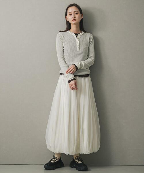 SENSE OF PLACE by URBAN RESEARCH（センスオブプレイスバイアーバンリサーチ）の「チュールバルーンスカート（スカート・レディース・ブラック/オフホワイト・ONE）」の16枚目の写真