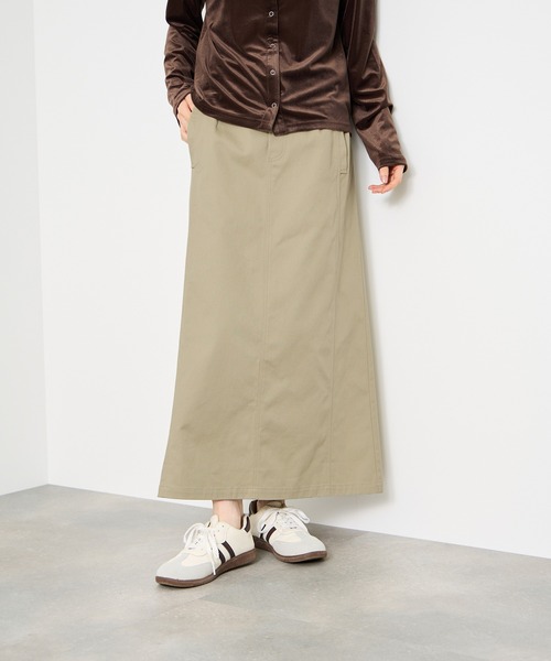 Mac-House（マックハウス）の「Idnes ライトワークAラインロングスカート（スカート・レディース・ベージュ/ブラウン/グレー・M）」の3枚目の写真