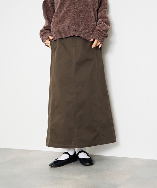 Mac-House（マックハウス）の「Idnes ライトワークAラインロングスカート（スカート・レディース・ベージュ/ブラウン/グレー・M）」の2枚目の写真