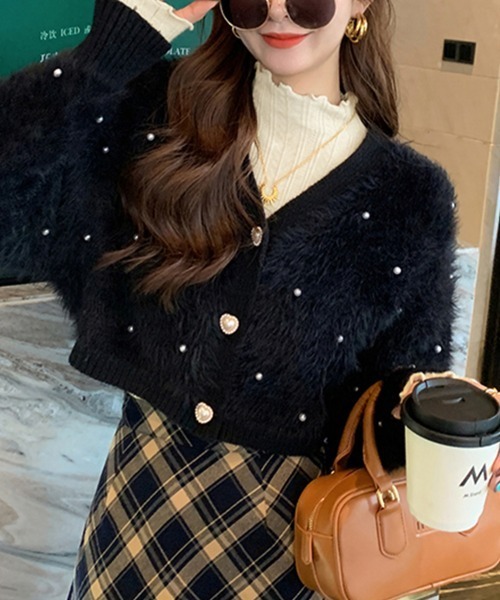ONEP STAR(ワンピスター)の「スカラップ×リブニットトップス(ニット/セーター・レディース・ベージュ/テラコッタ/オフホワイト/グレー/ブラック・FREE)」の14枚目の写真