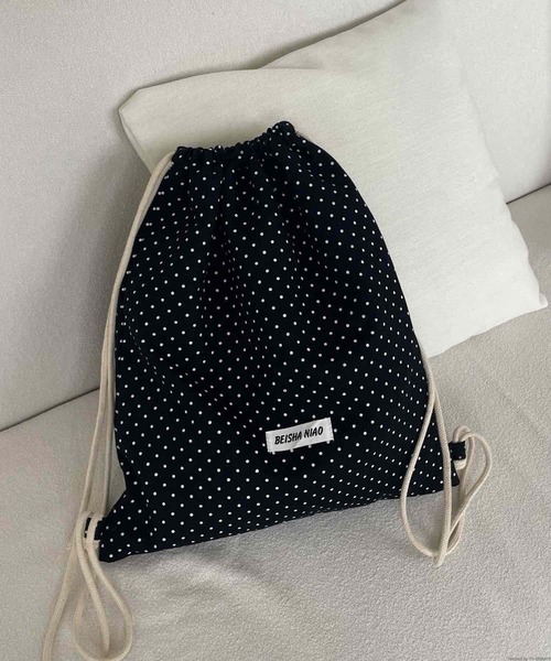 TONE SELECT GOODS（トーンセレクトグッズ）の「Liaa/ドット柄 ナップサック リュック A18702（バックパック/リュック・レディース・ホワイト/ブラック・FREE）」の6枚目の写真