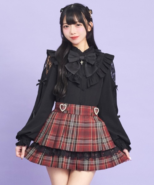 Secret Honey(シークレットハニー)の「プリーツティアードスカート(スカート・レディース・ワインレッド/グレー・MEDIUM)」の1枚目の写真