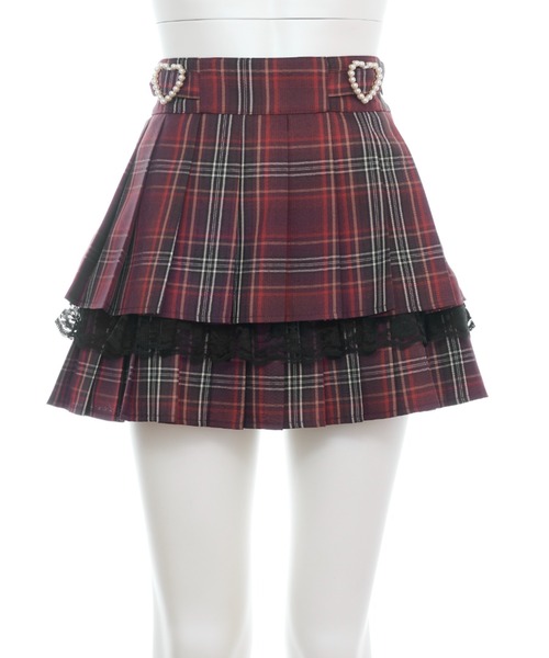 Secret Honey(シークレットハニー)の「プリーツティアードスカート(スカート・レディース・ワインレッド/グレー・MEDIUM)」の3枚目の写真