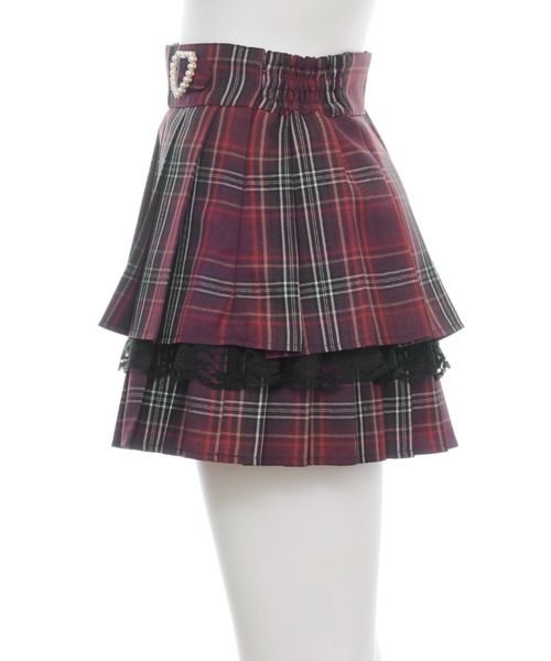 Secret Honey(シークレットハニー)の「プリーツティアードスカート(スカート・レディース・ワインレッド/グレー・MEDIUM)」の4枚目の写真