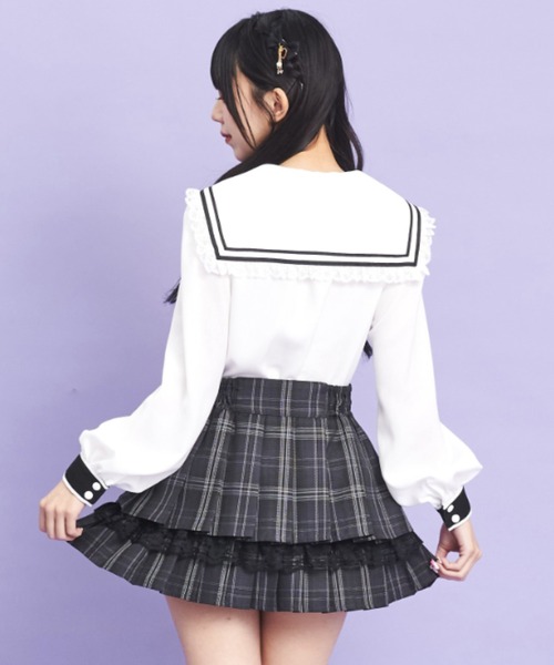 Secret Honey(シークレットハニー)の「プリーツティアードスカート(スカート・レディース・ワインレッド/グレー・MEDIUM)」の13枚目の写真