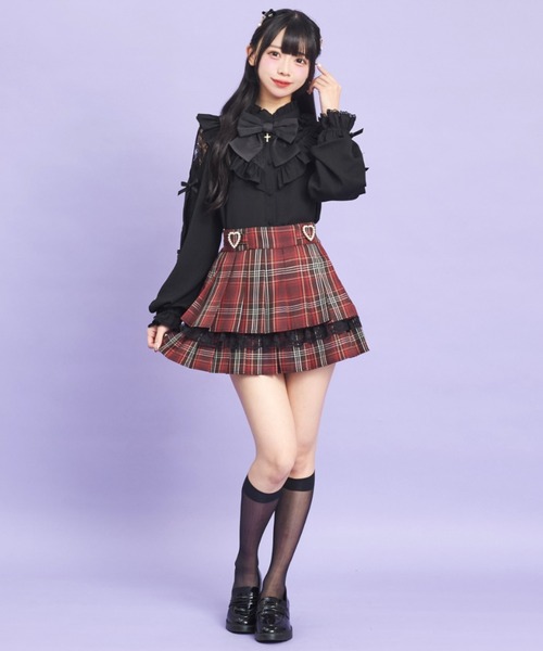 Secret Honey(シークレットハニー)の「プリーツティアードスカート(スカート・レディース・ワインレッド/グレー・MEDIUM)」の10枚目の写真