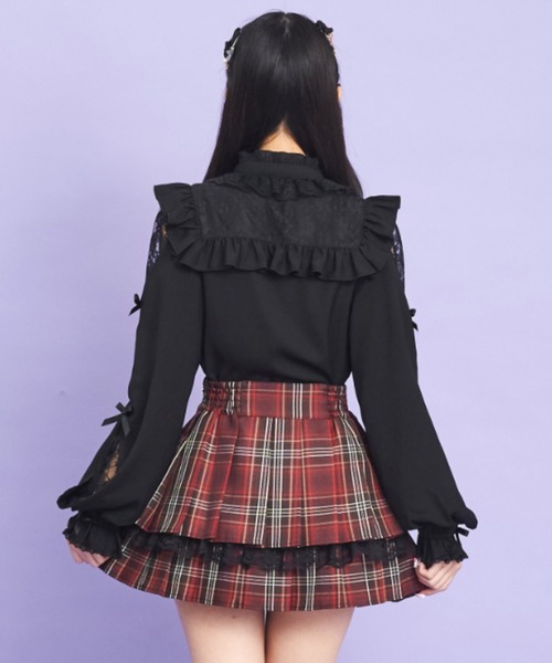 Secret Honey(シークレットハニー)の「プリーツティアードスカート(スカート・レディース・ワインレッド/グレー・MEDIUM)」の11枚目の写真
