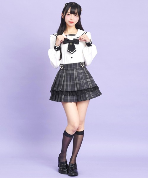 Secret Honey(シークレットハニー)の「プリーツティアードスカート(スカート・レディース・ワインレッド/グレー・MEDIUM)」の12枚目の写真