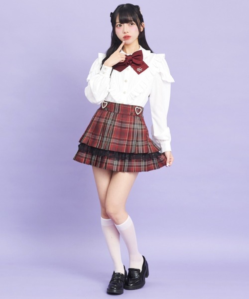 Secret Honey(シークレットハニー)の「プリーツティアードスカート(スカート・レディース・ワインレッド/グレー・MEDIUM)」の8枚目の写真