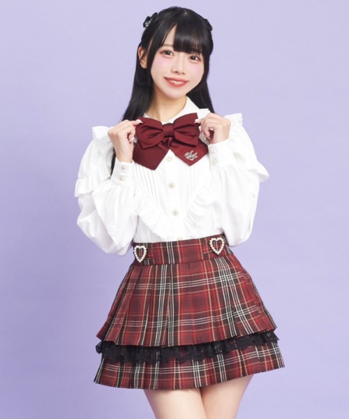 Secret Honey(シークレットハニー)の「プリーツティアードスカート(スカート・レディース・ワインレッド/グレー・MEDIUM)」の9枚目の写真