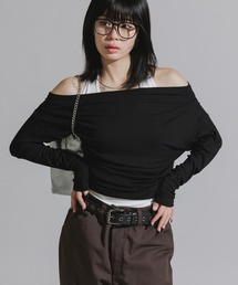 Chick | Faux Layered Off-Shoulder Tops / フェイクレイヤード  オフショルダートップス(Tシャツ/カットソー)