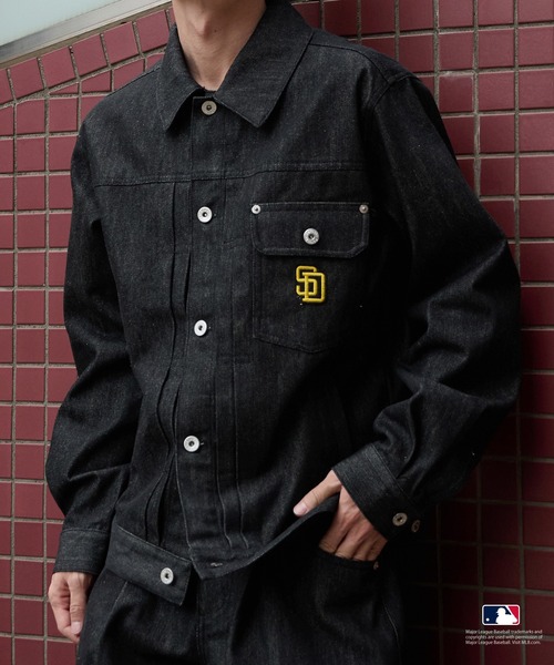 Perushu(ペルーシュ)の「Perushu × MLB コラボリジットデニムジャケット(デニムジャケット・メンズ・ブラック系その他/ブラック/ネイビー・LARGE/MEDIUM)」の11枚目の写真