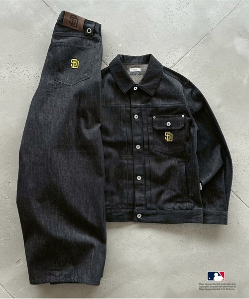完売品　Perushu x MLB コラボリジットデニムジャケット　デニムパンツ Perushu デニムジャケット gジャン × MLB コラボリジットデニム