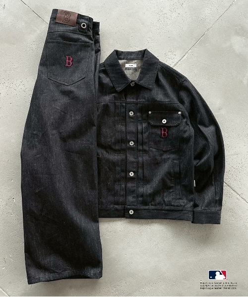 Perushu × MLB コラボリジットデニムジャケット（デニム