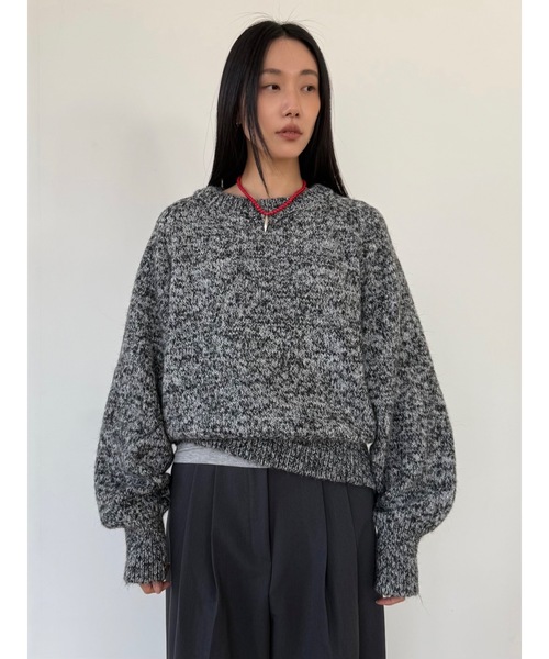 Didot.showroom（ディドット ショールーム）の「ムードラウンドニット（ニット/セーター・レディース・グレー/アイボリー/チャコール・FREE）」の3枚目の写真