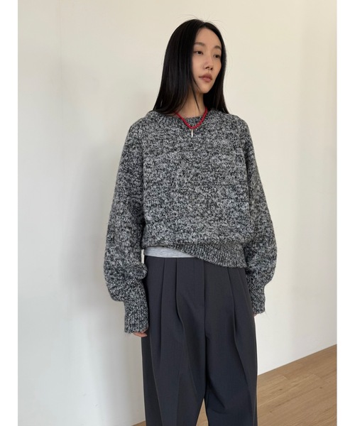 Didot.showroom（ディドット ショールーム）の「ムードラウンドニット（ニット/セーター・レディース・グレー/アイボリー/チャコール・FREE）」の5枚目の写真