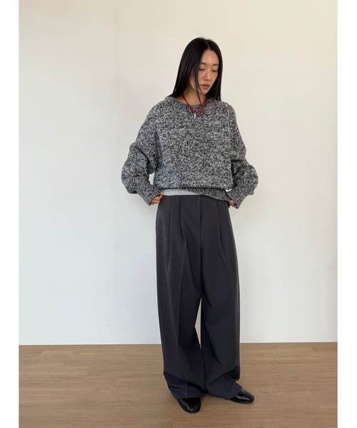 Didot.showroom（ディドット ショールーム）の「ムードラウンドニット（ニット/セーター・レディース・グレー/アイボリー/チャコール・FREE）」の9枚目の写真