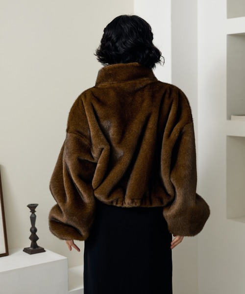 fur zip up short blouson /スタンドカラーファージップアップショート