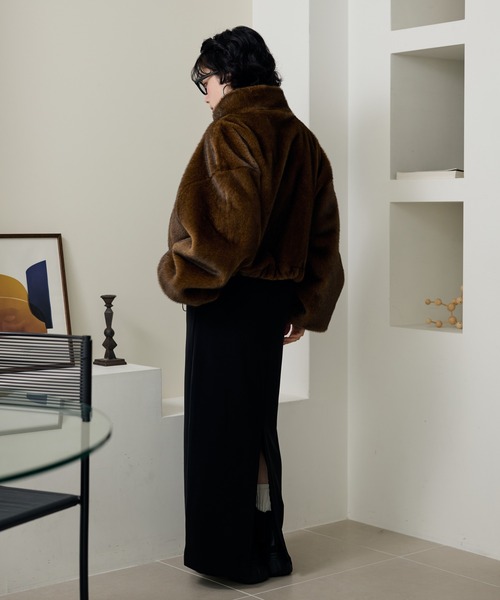 fur zip up short blouson /スタンドカラーファージップアップショート