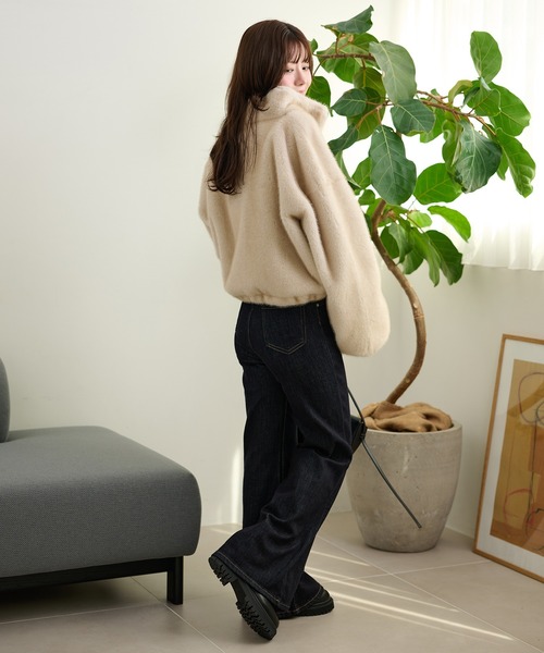 fur zip up short blouson /スタンドカラーファージップアップショート