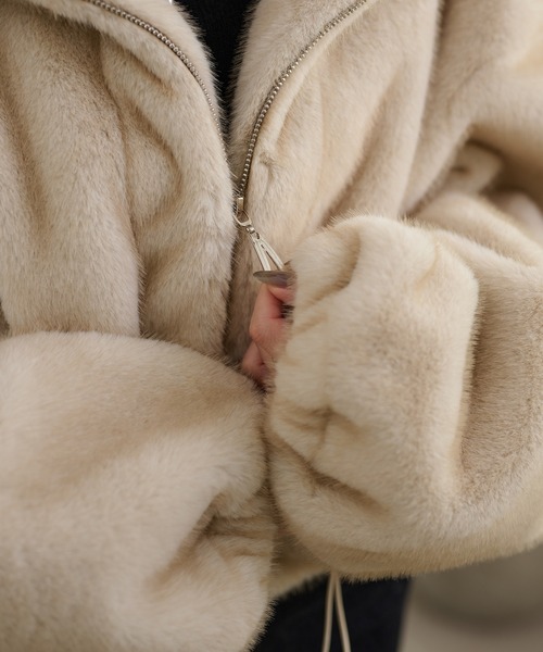 fur zip up short blouson /スタンドカラーファージップアップショート