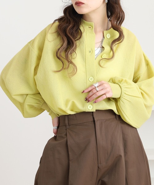 Brownie（ブラウニー）の「シアーニットカーディガン（カーディガン/ボレロ・レディース・ターコイズブルー/ブラック/アイボリー/ライム・FREE）」の3枚目の写真