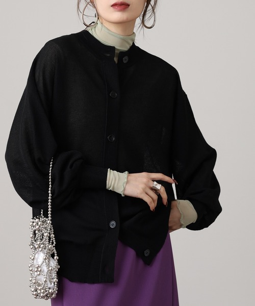 Brownie（ブラウニー）の「シアーニットカーディガン（カーディガン/ボレロ・レディース・ターコイズブルー/ブラック/アイボリー/ライム・FREE）」の2枚目の写真