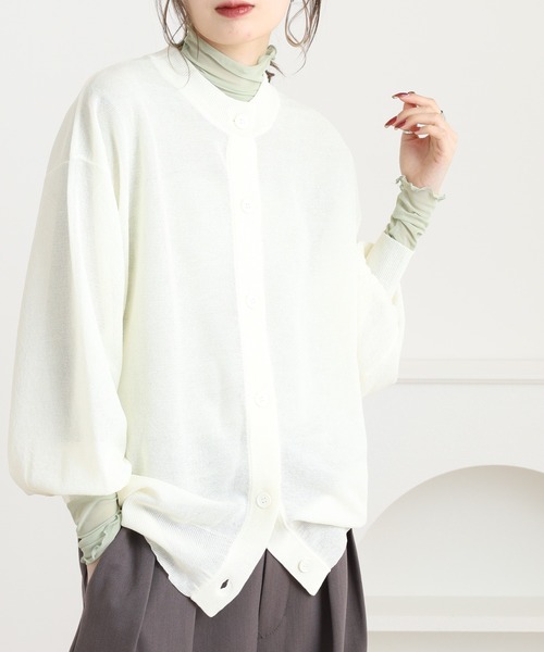 Brownie（ブラウニー）の「シアーニットカーディガン（カーディガン/ボレロ・レディース・ターコイズブルー/ブラック/アイボリー/ライム・FREE）」の10枚目の写真