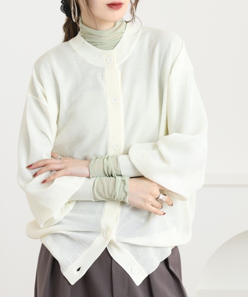 Brownie（ブラウニー）の「シアーニットカーディガン（カーディガン/ボレロ・レディース・ターコイズブルー/ブラック/アイボリー/ライム・FREE）」の11枚目の写真