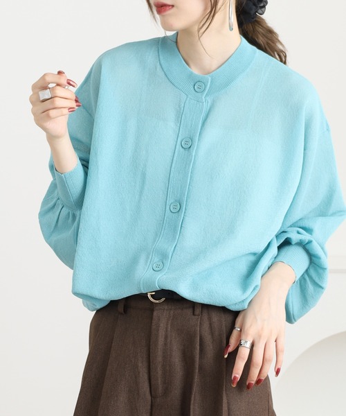 Brownie（ブラウニー）の「シアーニットカーディガン（カーディガン/ボレロ・レディース・ターコイズブルー/ブラック/アイボリー/ライム・FREE）」の14枚目の写真