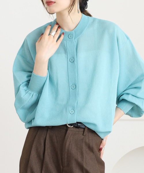 Brownie（ブラウニー）の「シアーニットカーディガン（カーディガン/ボレロ・レディース・ターコイズブルー/ブラック/アイボリー/ライム・FREE）」の15枚目の写真