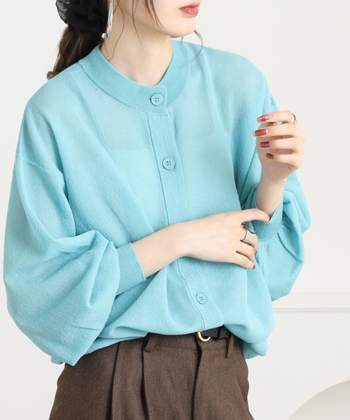 Brownie（ブラウニー）の「シアーニットカーディガン（カーディガン/ボレロ・レディース・ターコイズブルー/ブラック/アイボリー/ライム・FREE）」の13枚目の写真