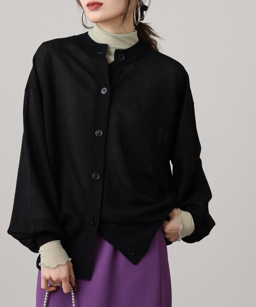 Brownie（ブラウニー）の「シアーニットカーディガン（カーディガン/ボレロ・レディース・ターコイズブルー/ブラック/アイボリー/ライム・FREE）」の18枚目の写真