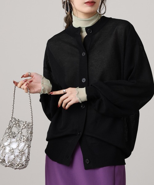 Brownie（ブラウニー）の「シアーニットカーディガン（カーディガン/ボレロ・レディース・ターコイズブルー/ブラック/アイボリー/ライム・FREE）」の19枚目の写真