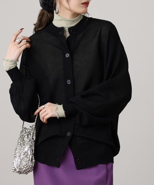 Brownie（ブラウニー）の「シアーニットカーディガン（カーディガン/ボレロ・レディース・ターコイズブルー/ブラック/アイボリー/ライム・FREE）」の20枚目の写真