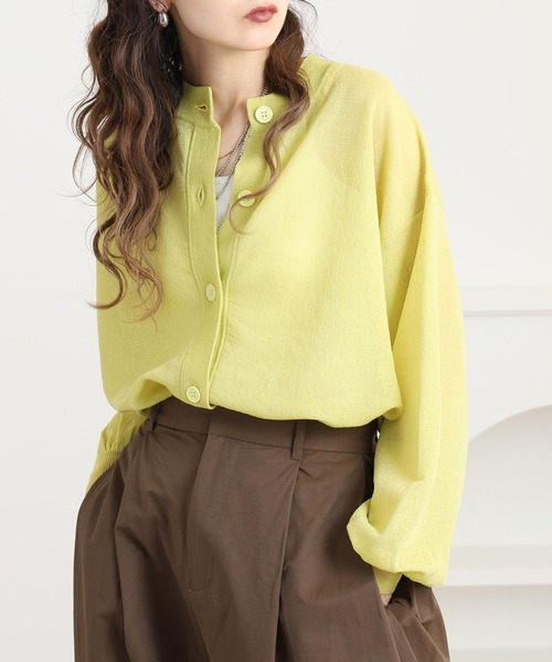 Brownie（ブラウニー）の「シアーニットカーディガン（カーディガン/ボレロ・レディース・ターコイズブルー/ブラック/アイボリー/ライム・FREE）」の7枚目の写真