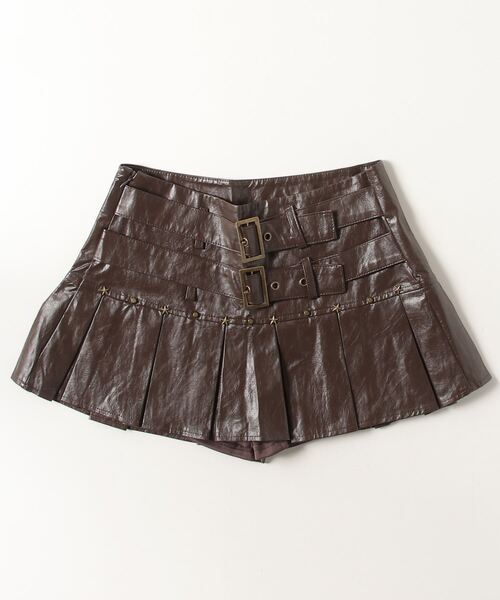 .KOM(ドットコム)の「A'GEM/9 × .kom 『.KOM/ドットケーオーエム』Y2K Double Belt Leather Skirt/Y2K ダブルベルトレザースカート(スカート・レディース・ブラウン/レッド/ブラック・M/S)」の19枚目の写真