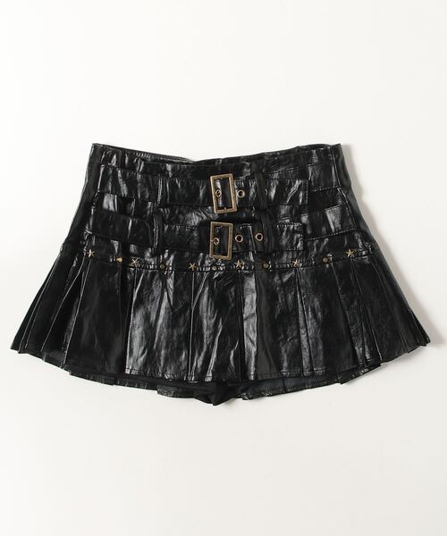 .KOM(ドットコム)の「A'GEM/9 × .kom 『.KOM/ドットケーオーエム』Y2K Double Belt Leather Skirt/Y2K ダブルベルトレザースカート(スカート・レディース・ブラウン/レッド/ブラック・M/S)」の18枚目の写真