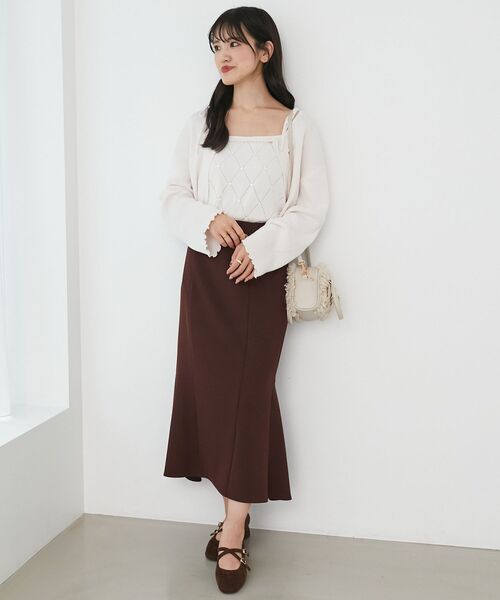 MAJESTIC LEGON（マジェスティックレゴン）の「ダイヤ柄ビジューキャミセットカーデ（カーディガン/ボレロ・レディース・ピンク/グレー/アイボリー/ブラック・MEDIUM）」の6枚目の写真