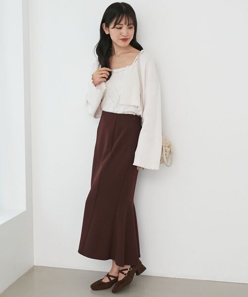 MAJESTIC LEGON（マジェスティックレゴン）の「ダイヤ柄ビジューキャミセットカーデ（カーディガン/ボレロ・レディース・ピンク/グレー/アイボリー/ブラック・MEDIUM）」の5枚目の写真