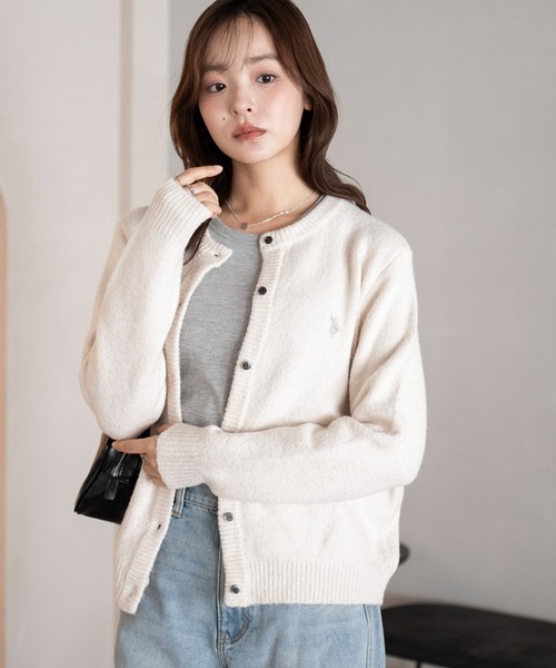 U.S. POLO ASSN.（ユーエスポロアッスン）の「∴WEGO/U.S. POLO ASSN.別注 微起毛カーディガン（カーディガン/ボレロ・レディース・グレー/アイボリー/ブラウン/ライトピンク・FREE）」の2枚目の写真
