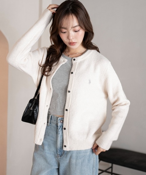 U.S. POLO ASSN.（ユーエスポロアッスン）の「∴WEGO/U.S. POLO ASSN.別注 微起毛カーディガン（カーディガン/ボレロ・レディース・グレー/アイボリー/ブラウン/ライトピンク・FREE）」の12枚目の写真