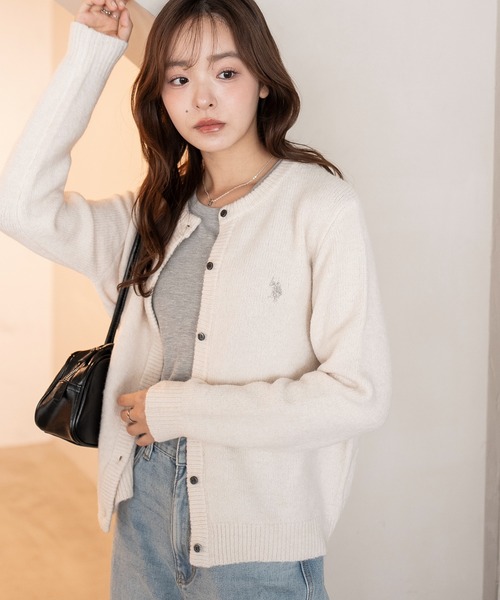 U.S. POLO ASSN.（ユーエスポロアッスン）の「∴WEGO/U.S. POLO ASSN.別注 微起毛カーディガン（カーディガン/ボレロ・レディース・グレー/アイボリー/ブラウン/ライトピンク・FREE）」の14枚目の写真