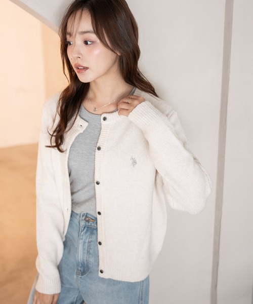 U.S. POLO ASSN.（ユーエスポロアッスン）の「∴WEGO/U.S. POLO ASSN.別注 微起毛カーディガン（カーディガン/ボレロ・レディース・グレー/アイボリー/ブラウン/ライトピンク・FREE）」の15枚目の写真