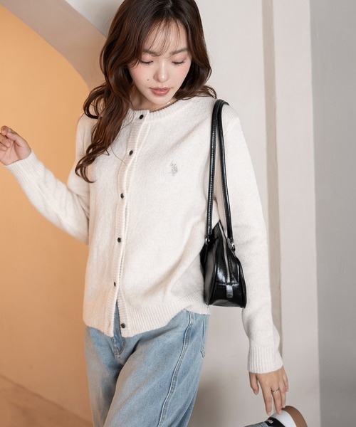 U.S. POLO ASSN.（ユーエスポロアッスン）の「∴WEGO/U.S. POLO ASSN.別注 微起毛カーディガン（カーディガン/ボレロ・レディース・グレー/アイボリー/ブラウン/ライトピンク・FREE）」の19枚目の写真