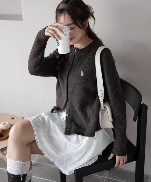 U.S. POLO ASSN.(ユーエスポロアッスン)の「∴WEGO/U.S. POLO ASSN.別注 微起毛カーディガン(カーディガン/ボレロ・レディース・グレー/アイボリー/ブラウン/ライトピンク・FREE)」の15枚目の写真