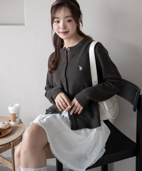 U.S. POLO ASSN.(ユーエスポロアッスン)の「∴WEGO/U.S. POLO ASSN.別注 微起毛カーディガン(カーディガン/ボレロ・レディース・グレー/アイボリー/ブラウン/ライトピンク・FREE)」の14枚目の写真