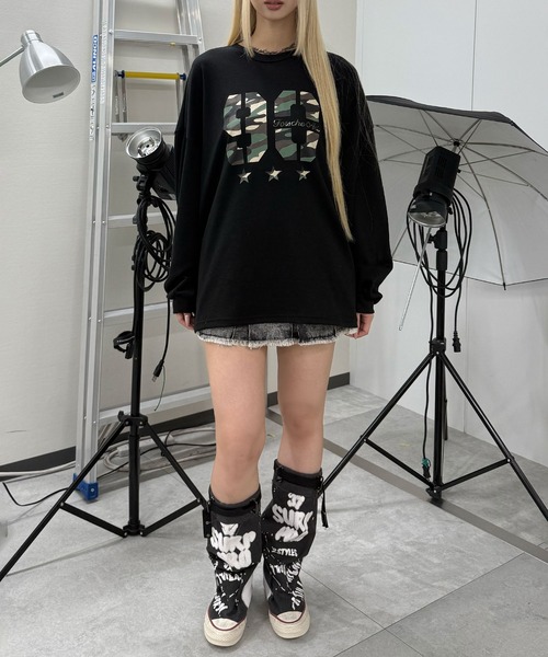 Figments（フィグメンツ）の「カモナンバリングロゴロンＴ（Tシャツ/カットソー・レディース・ブラック/ホワイト・FREE）」の10枚目の写真