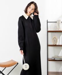 MILLION CARATS | 配色衿ポロニットワンピース(ワンピース)